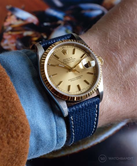 rolex datejust gold band|rolex datejust 36mm leather strap.